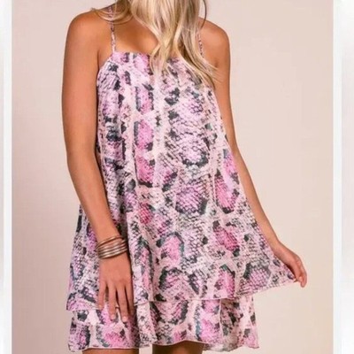 Show Me Your Mumu Pink Python Snakeskin Christie Dress XS