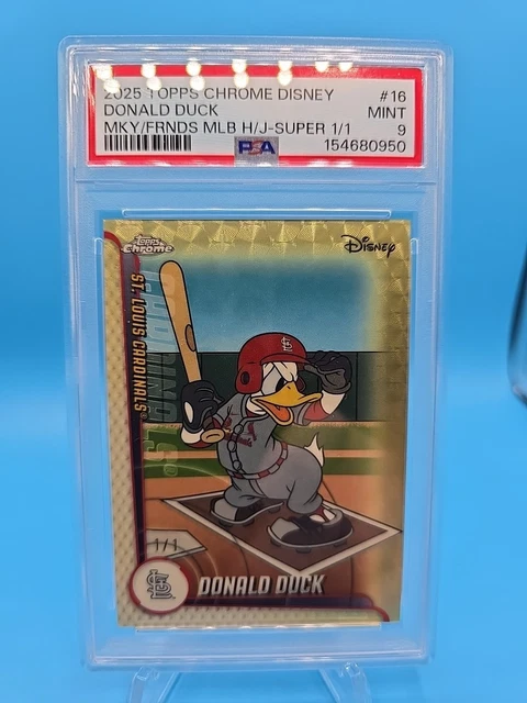 2025 Topps Chrome Disney Donald Duck Superfractor 1/1 ST. LOUIS CARDINALS PSA...