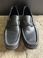 Salvatore Ferragamo Men's Black Gancini Bit Loafers Shoes Size 9 D Italy