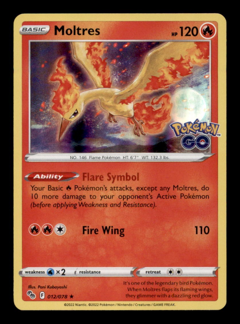 MOLTRES 012/078 HOLO RARE POKEMON GO NM/M