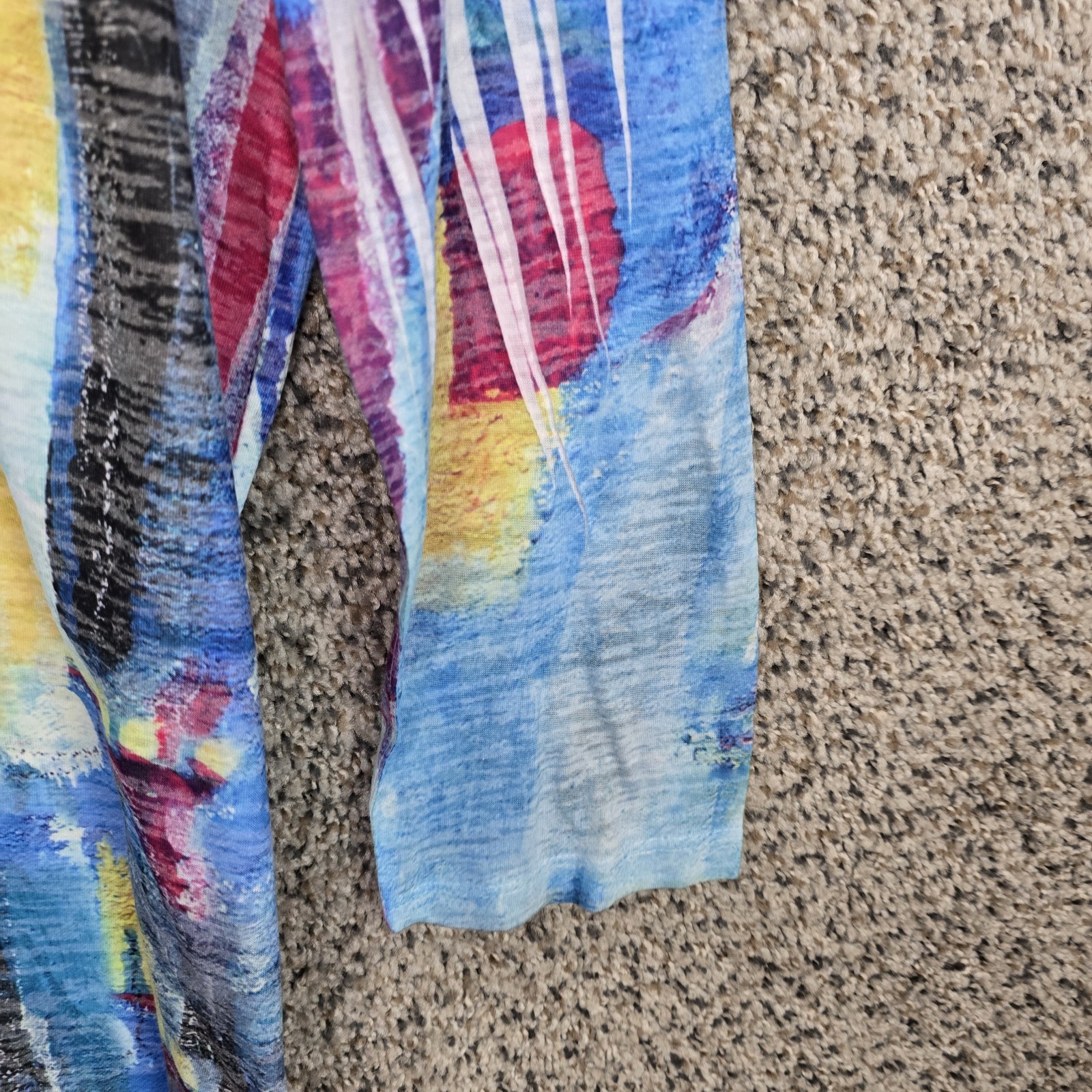 Jess & Jane Top Womens Small Blue Printed Scoop Neck 3/4 Sleeve Tee Casual