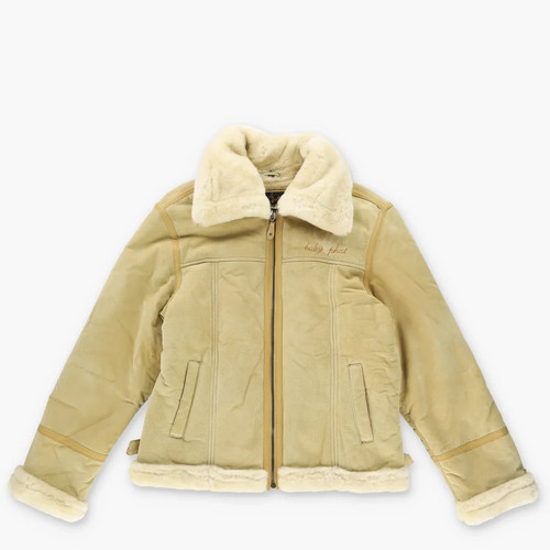 Chaqueta de aviador de moto vintage BABY PHAT AÑOS 90 forrada de cuero RARA (XL)