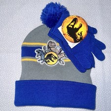 Jurassic World Blue Gray Hat  Gloves Set