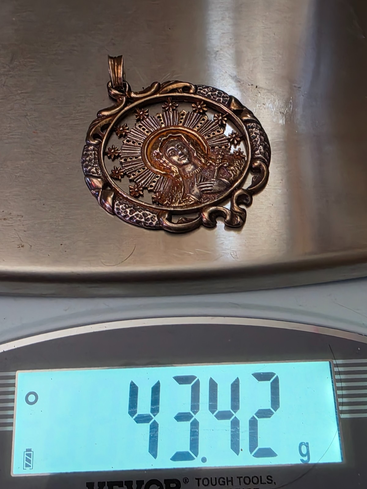 Exceptional antique solid silver Virgin Mary meda… - image 12