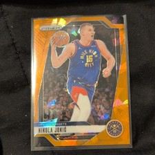 Panini Prizm Nikola Jokić Basketball Card Orange Ice Prizm Parallel #129 2024-25