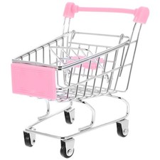 Mini Shopping Cart Decoration Model Iron Accessory for Kids Pretending Play