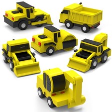   Construction  Trucks Mold Free Bath Toys, 6 Pack  Sealed, No Hole Bath Toy...