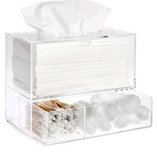 Clear Tissue Box Holder with Pull Out Drawer, Rectangle Dispenser and