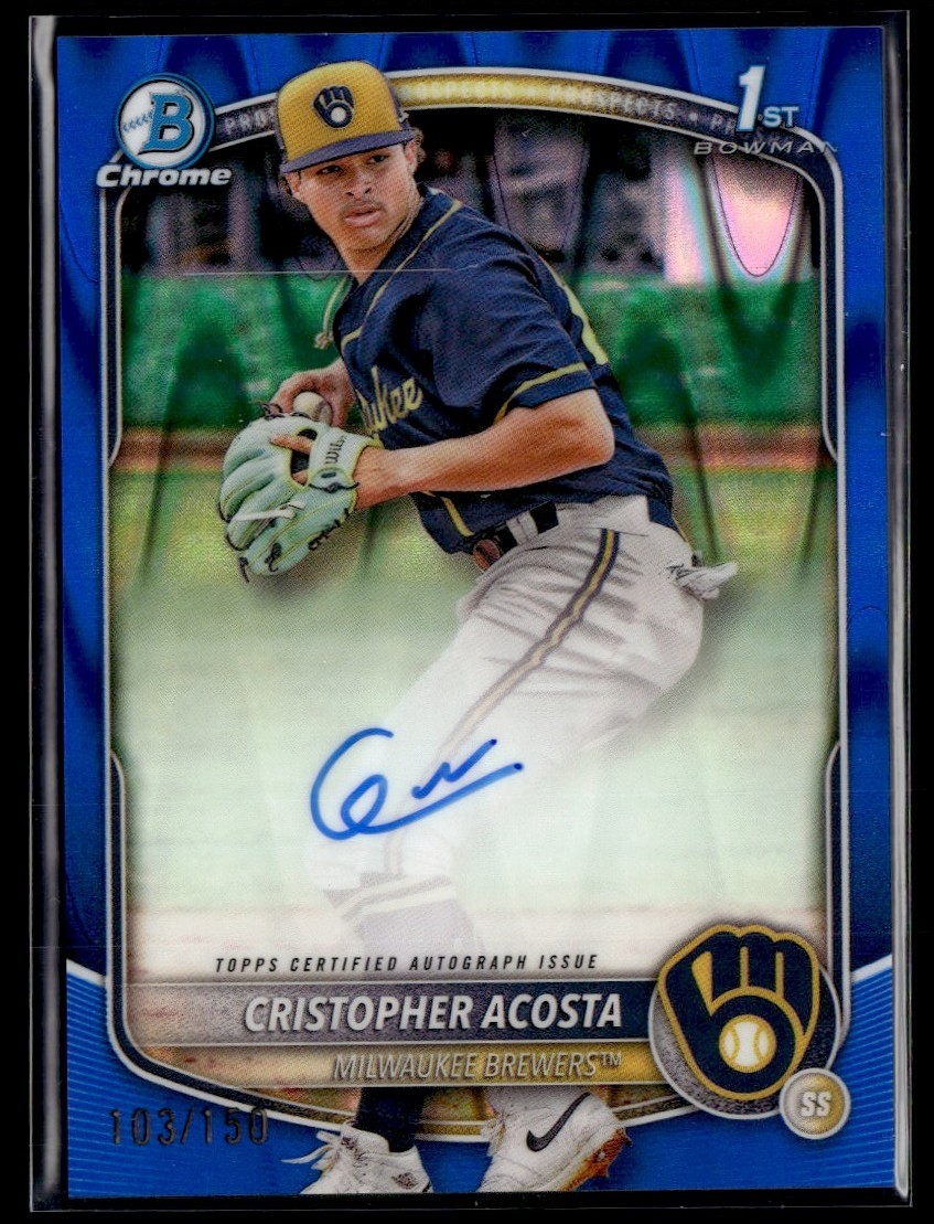 2025 Bowman Chrome 1st Blue Cristopher Acosta Auto /150 Milwaukee Brewers