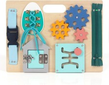 Montessori Busy Board for Toddlers Wooden Sensory Toys Motor Skills Learning