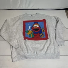 Vintage 90s Y2K Sesame Street Elmo Christmas Crewneck Sweatshirt Adult XL Rare
