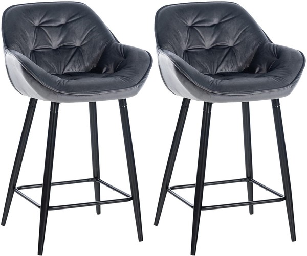 2Er Set Barhocker Gibson 76 Samt Dunkelgrau-image