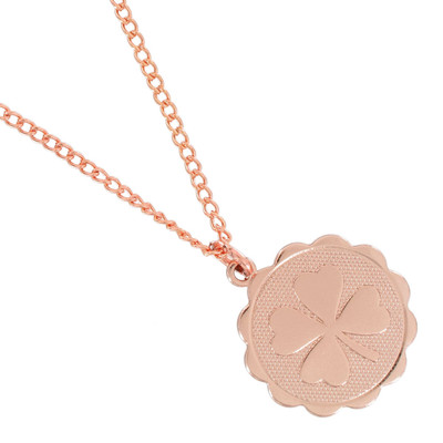 Ky & Co Rose Gold Tone Lucky Four Leaf Clover Pendant Necklace 18'' Made in USA