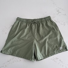 Nike Club Woven Flow Shorts Oil Green/White Relaxed Fit Lined Men's XL EUC