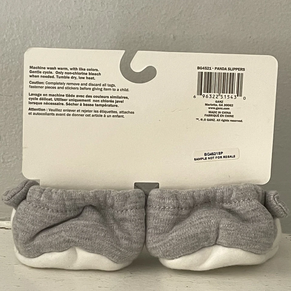 NWT Baby Ganz Collection PANDA Slippers 0-12 Months Plush Shoes RARE SAMPLE - Image 4 of 4