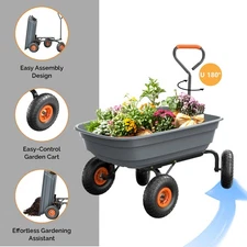 4 Wheel Wheelbarrow with 10in All Terrain Wheels, Steel Frame and Quick Release