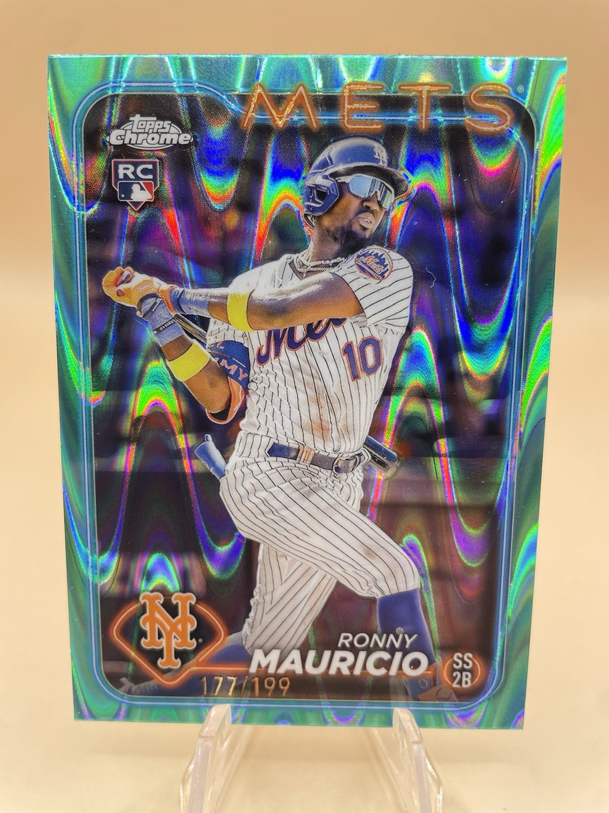 2024 Topps Chrome - Ronny Mauricio #28 Aqua Raywave Refractor /199 (RC) Mets