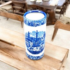 18" Blue White Ceramic Round Umbrella Stand or Large Vase