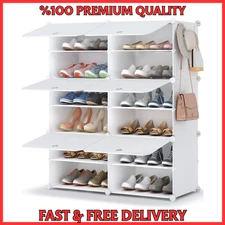 Shoe Rack, 6 Tier Shoe Storage Cabinet 24 Pair Plastic Shoe Shelves Organizer fo