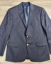 Lauren Ralph Lauren Black Label Gold Button Navy Blue Wool Blazer Mens Size 42R