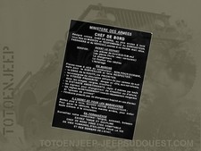 PLAKETTE PLATTE LABEL ALU HOTCHKISS M201 CHEF BORD ... US WW2 - JEEP WILLYS
