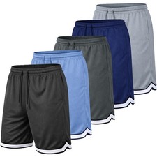 Men's Moisture Wicking Performance Basic Mesh Shorts Gym Activewear Colors S-3XL