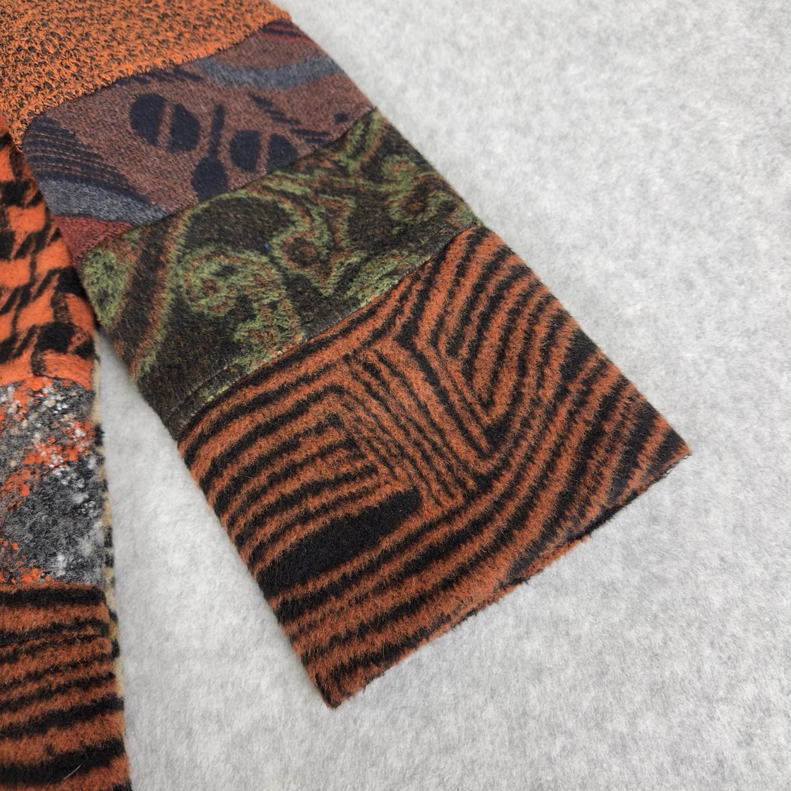 Ali Miles Patchwork Knit Jacket PS Boho Animal Pr… - image 13