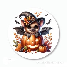 HALLOWEEN WITCH BAT IN PUMPKIN SCRAPBOOK STICKERS ENVELOPE SEALS FAVORS LABELS