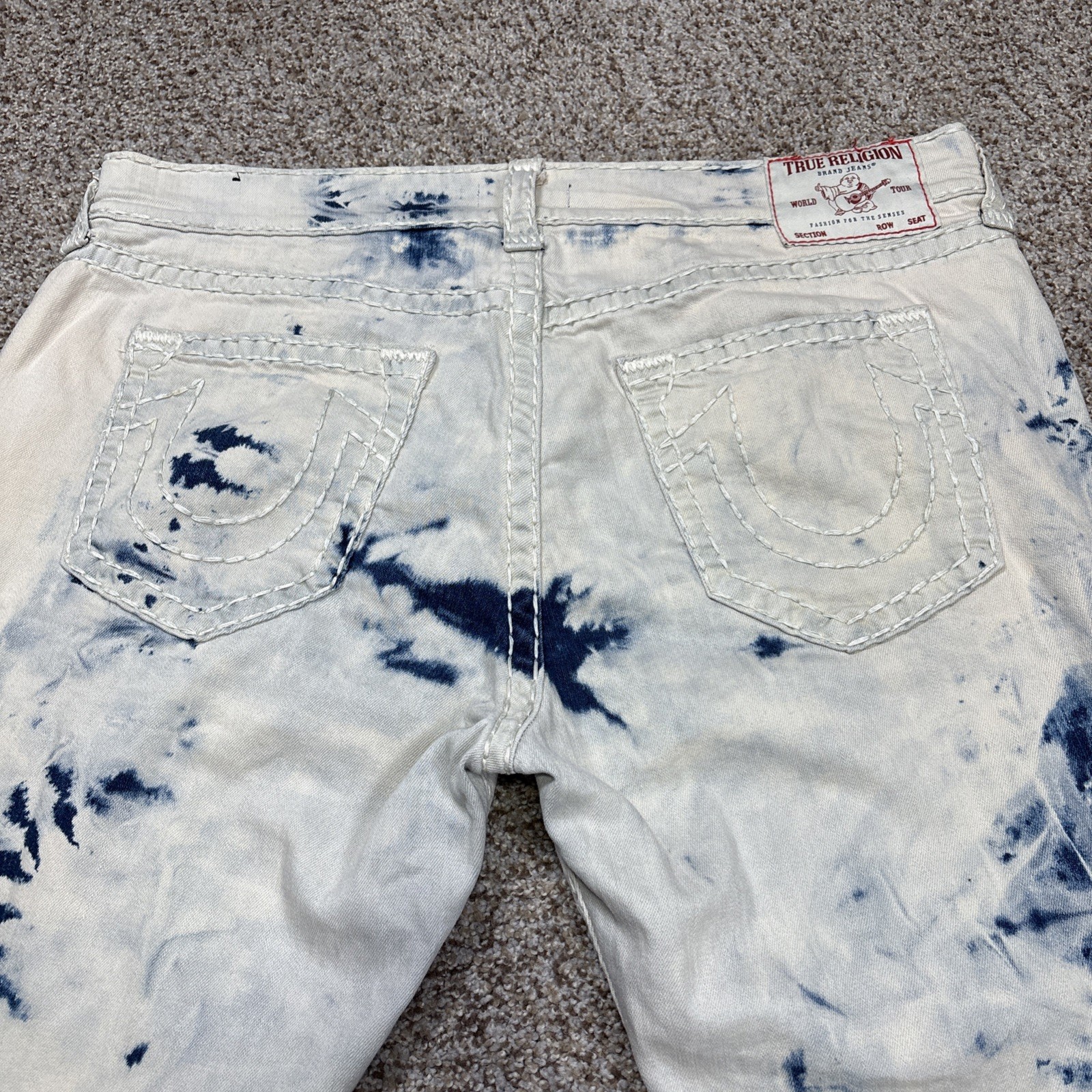 True Religion Jeans Mens 38 Bleach Washed Ricky Relaxed Straight 38 Fits 40x33.5 - View 13