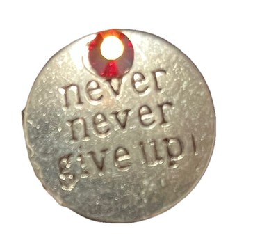 '' Never Never Give Up'' Pin 3/4'' inch New Handmade