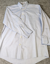 Stafford Executive Pinpoint Wrinkle Free Cotton Dress Shirt Blue Mens 15.5/33