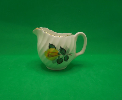 Adderley Bone China Mini Creamer Yellow Rose Gold Trim Swirl Pattern