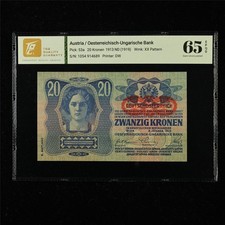 1913 Austria Oesterreichisch-Ungarische Bank 20 Kronen Pick#53a 04