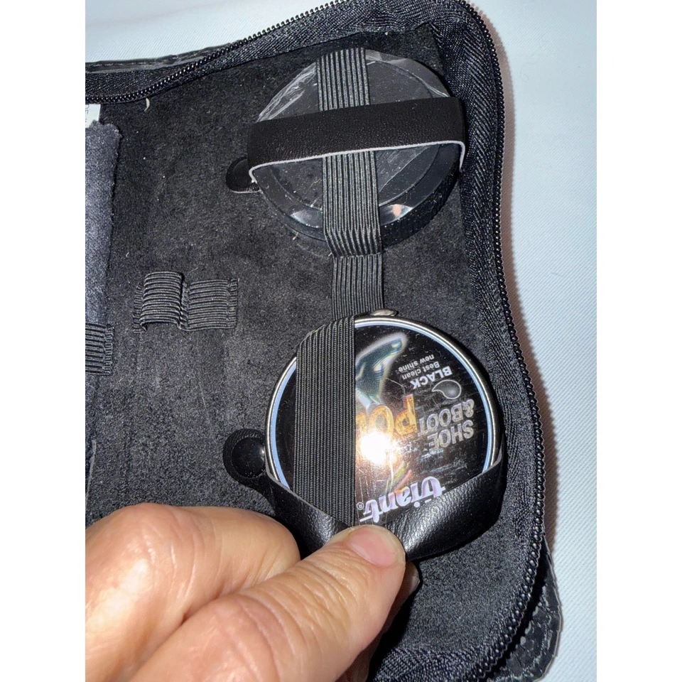 Riesen Schuhputzset Reiseset schwarz Schlangenleder Etui Politurbürsten Schuhlöffel - Bild 2 von 4