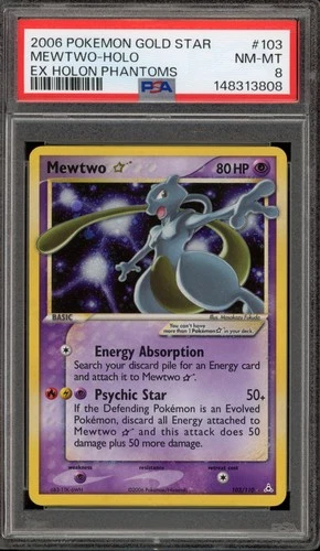 Pokemon Mewtwo Gold Star EX Holon Phantoms Holo Ultra Rare #103 PSA 8