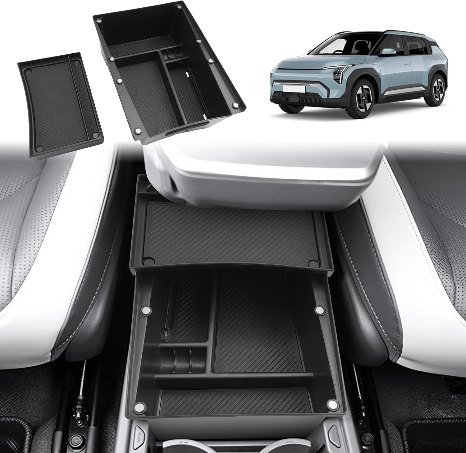 Accessori Kia EV3 2025 2026: Organizer Console Centrale Anti-Rumore