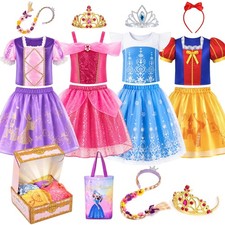 Princess Dress Up Costume Set for Girls 3-8, 4 Complete Outfits with Accessor...