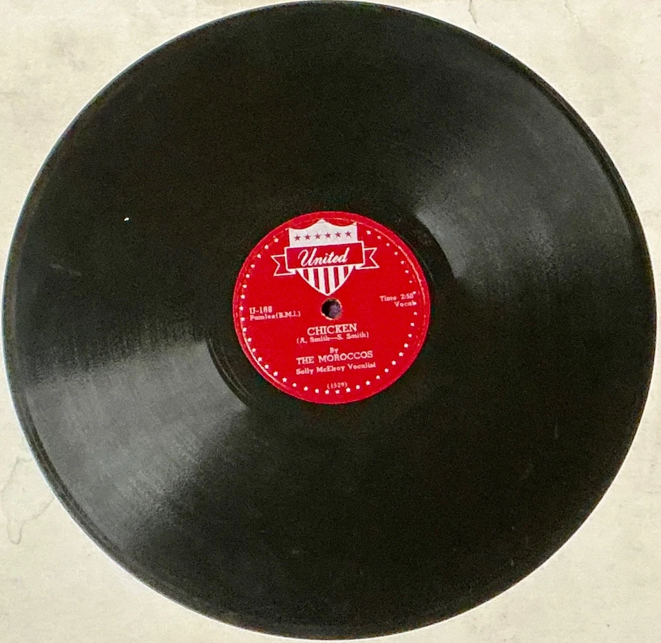 The Moroccos 1955 DOO WOP 78 Pardon My Tears / Chicken UNITED 188 VG+++/M- HEAR - Image 2 of 2