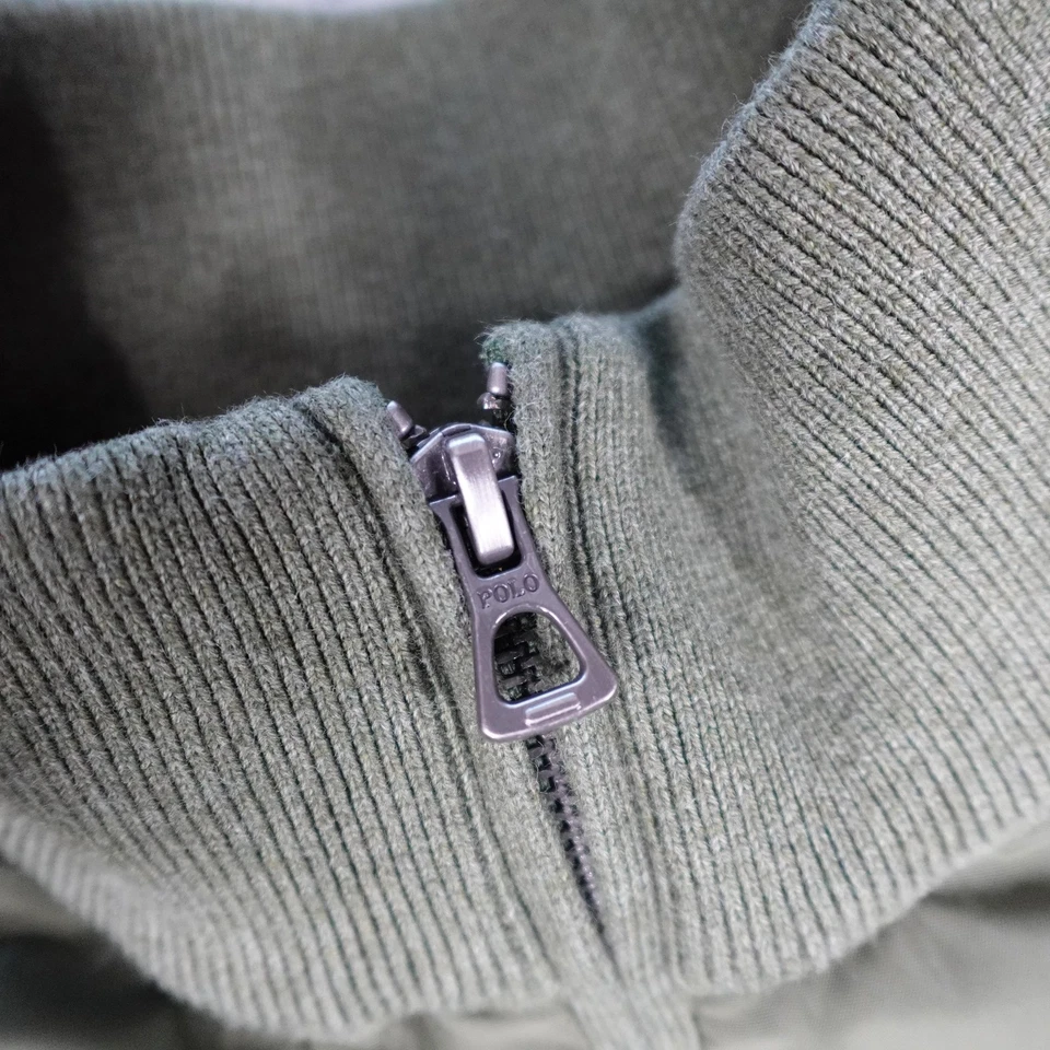 Colete Polo Ralph Lauren Masculino XL Verde Oliva Zíper Completo Malha Traseira Logotipo Pônei Bolsos - Imagem 4 de 4