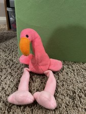 RARE 1995 Pinky The Flamingo Ty Beanie Baby Style 4072 P.V.C. Pellets Tag Errors