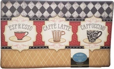 Non Slip Printed Kitchen Floor PVC Cushioned Foam Mat (18"x30") COFFEE TYPES, AL