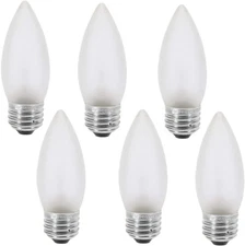 Frosted Flame Tip Chandelier Light Bulb-60W Incandescent Torpedo Tip Chandelier-