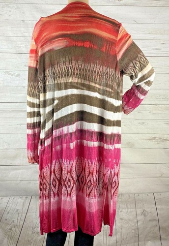 Chico's leichte Strickjacke Free Size orange rosa braun Bohemian gemustert Strick - Bild 9 von 12