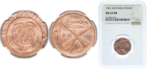 Democratic Republic of the Congo 1961 1 Franc Bronze NGC MS 63