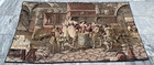 Vintage French Dancing Scene Tapestry Pictorial Floral Wall Hanging 165x89 cm