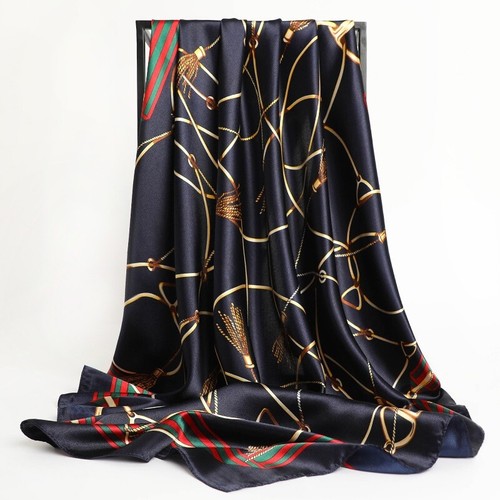Fashion Women Square Shawl Satin Silk Floral Printed Head Neck Scarf 90x90 UK - Picture 28 of 33