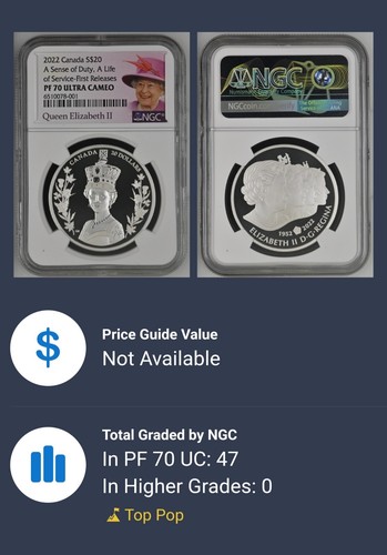 2022 $20 CANADA 1OZ SILVER PROOF NGC PF70 QUEEN ELIZABETH REIGN SENSE OF DUTY FR - Picture 2 of 2