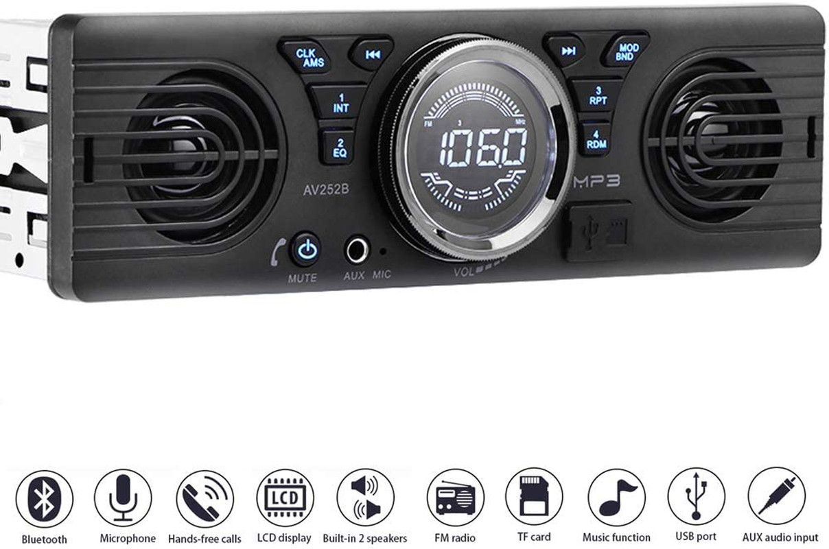 Universal 1 Din 12V In-Dash Car Radio Audio Player Built-In 2 Speaker Stereo FM 