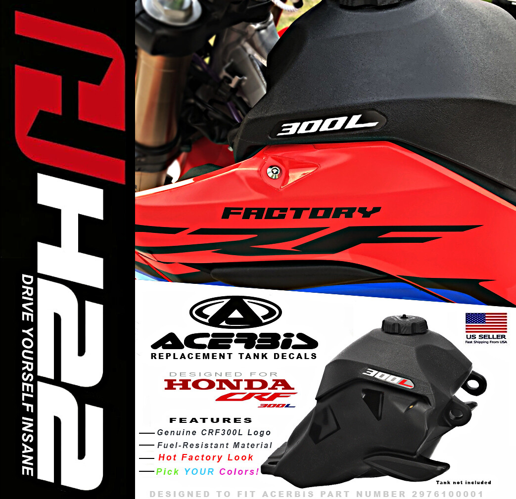 HONDA CRF300L REPLACEMENT DECALS FOR ACERBIS 2976100001 FUEL TANK