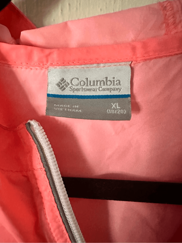 Columbia Sportswear Company Neon Coral Lightweight Hooded Windbreaker Rain Jacke - Picture 2 of 5